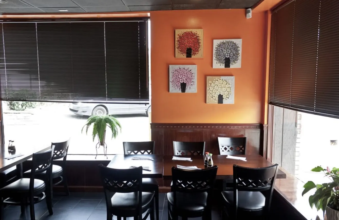 Window tables in the East Gate dining room